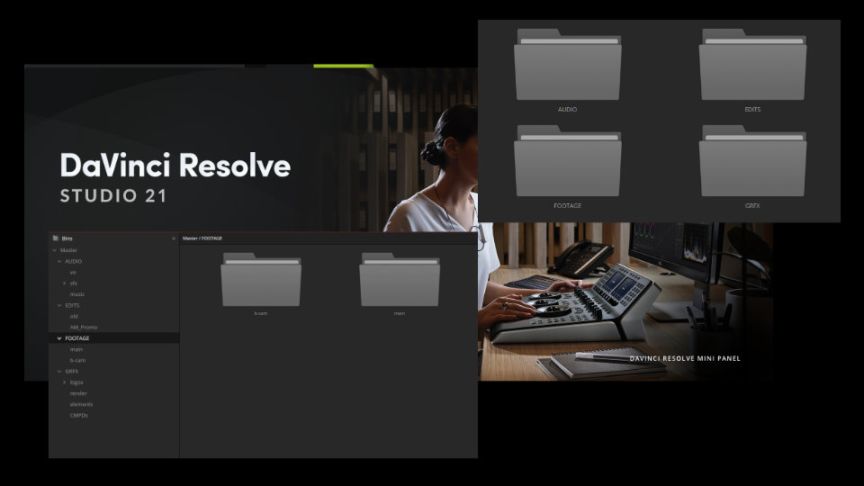Meine Bin-Struktur in DaVinci Resolve